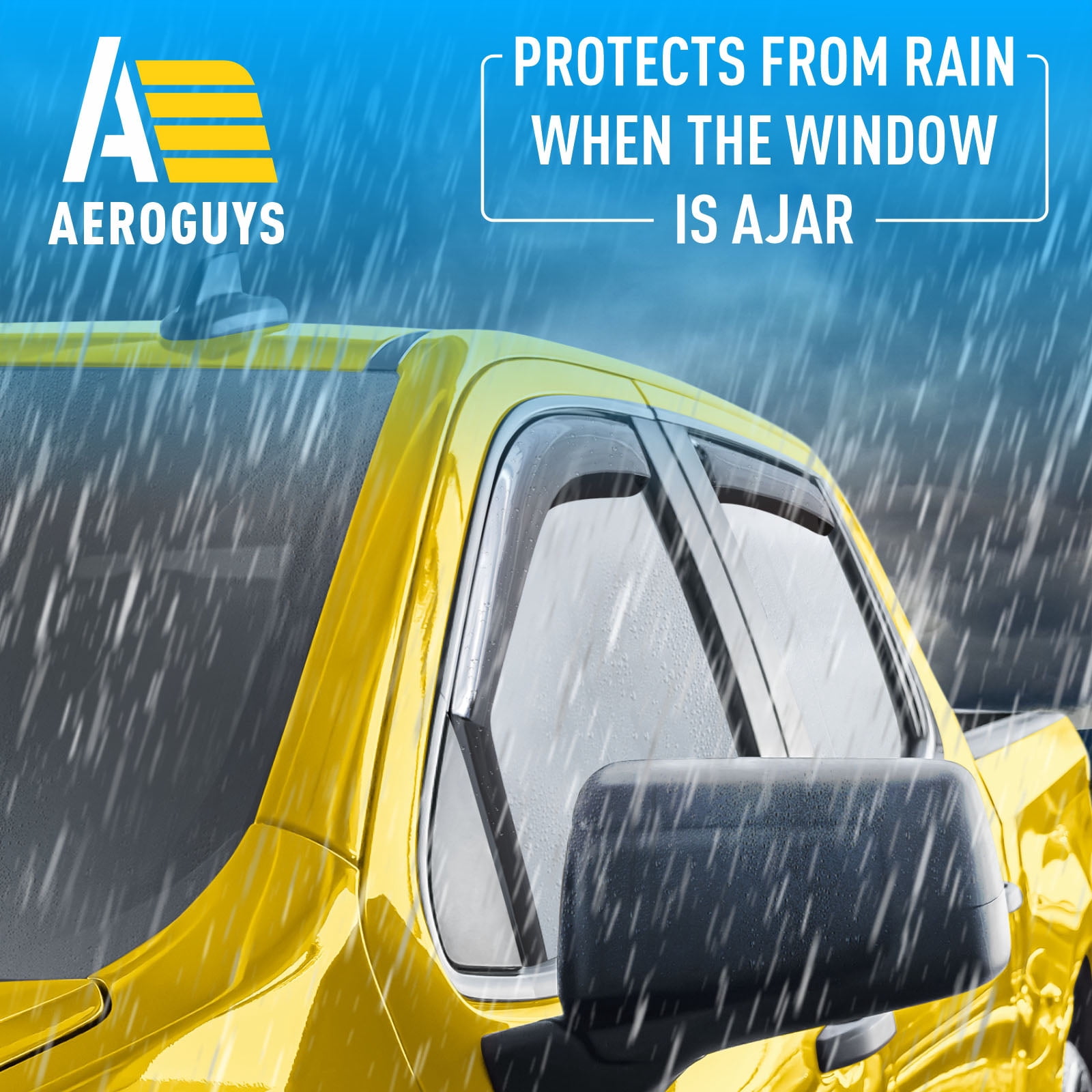 AEROGUYS In-Channel Window Deflectors Extra Durable Window Visors Rain Guards Fit for Chevrolet (Chevy) Silverado 1500 2019-2026 Crew Cab, Sun Visors, Wind Vent Visors, Truck Accessories-4pcs. AG0022