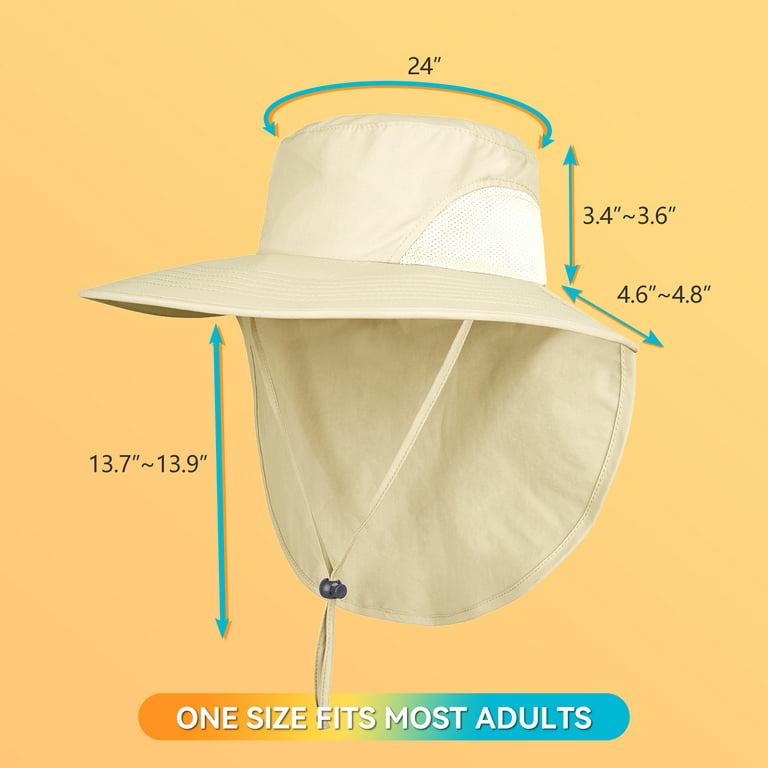 Orolay Men's Sun Hats Outdoor Hats Sun Protection Fishing Hat Wide Brim  Neck Flap UPF 50+,Khaki