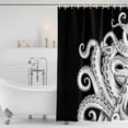 thumbnail image 3 of Black White Octopus Shower Curtain, Waterproof Shower Curtains for Bathroom, Coastal Ocean Animals Nautical Washable Fabric Bathtub Curtain Set Bath Decor with 12 Hooks 48"x72", 3 of 8