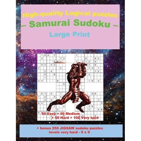 Pre-Owned Pitstop Puzzle Bonus: High-Quality Logical Puzzles - Samurai Sudoku - Large Print -: 50 Easy + 50 Medium + 50 Hard + 100 Very Hard + Solutions + Bonus 250 Jigsaw Sudoku Puzzles Levels Very Hard - 9 X