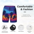 thumbnail image 5 of Sigee Beach with Palm Trees Print Mens Swim Trunks with Compression Liner Quick Dry Swim Stretch Beach Shorts with Pockets,S-3XL, 5 of 7