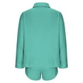 thumbnail image 4 of TrendVibe365 Summer Outfits for Women 2 Piece Shorts Solid Color Button Down Cardigan Lapel Neck Long Sleeve Shirts and Shorts Basic Travel Pajamas Lounge Set Loungewear Summer Outfits, 4 of 4
