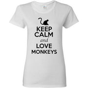 Ladies Keep Calm and Love Monkeys Animal Lover T-Shirt Tee