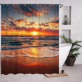 thumbnail image 3 of Beach Sunset Shower Curtain Hawaii Seashore Ocean Waves Sunrise Coastal Tropical Summer Scenery Bring the Beach Vibes Home Polyester Fabric Set (71"x71), 3 of 6