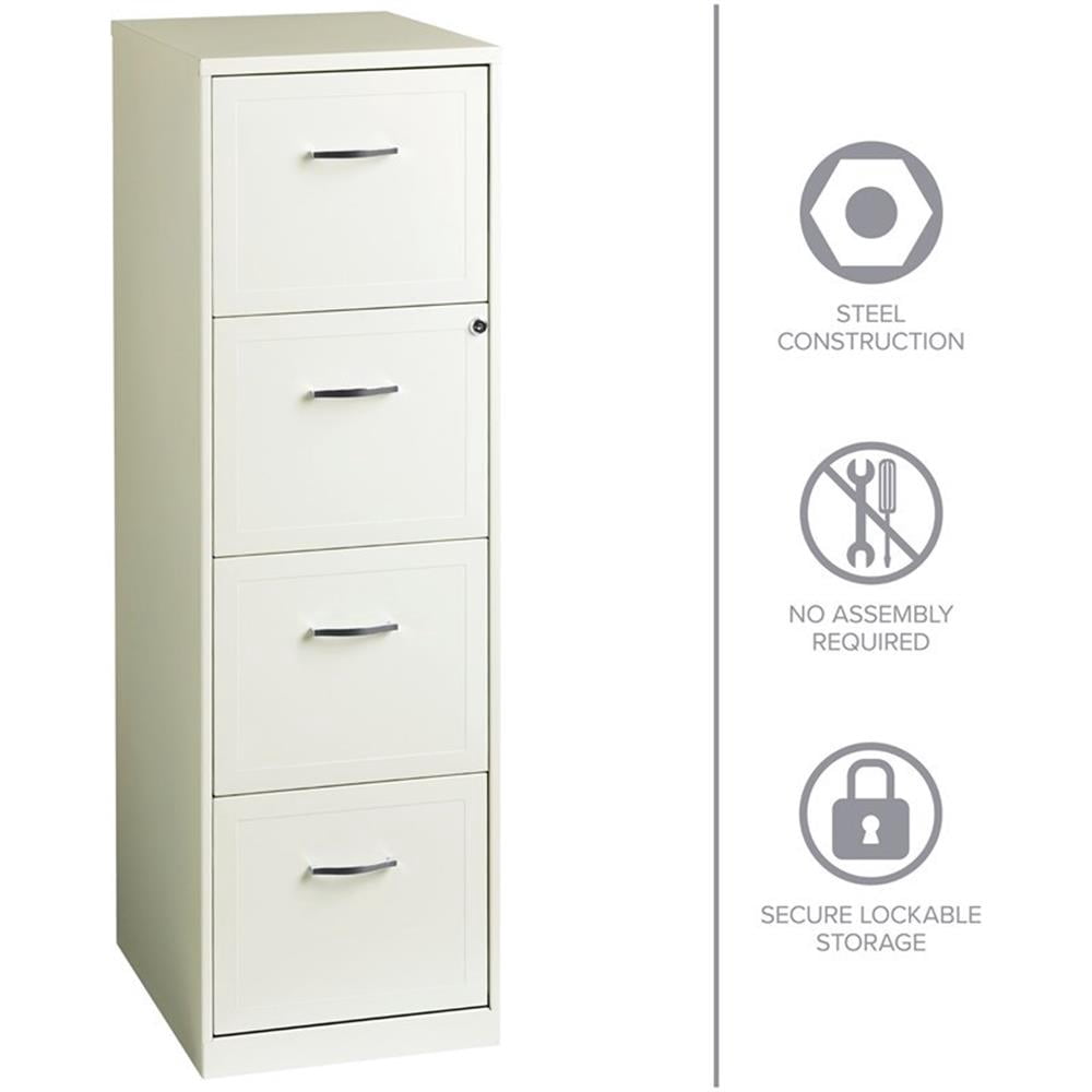 Pemberly Row 18" 4-Drawer Traditional Metal Filing Cabinet in White