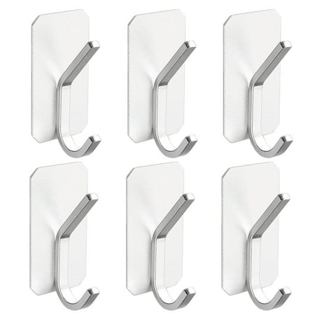 

Dinheiro Adhesive Hooks Wall Hooks Hooks for Hanging Coat Hat Towel Robe Key Clothes Closet Hook Wall Mount for Home Kitchen Bathroom，Office (6 Pack)