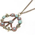 thumbnail image 1 of Large Colorful Peace Sign Necklace Turquoise Pearl Antique Gold Tarnish Resistant Pendant P Gold Tarnish Resistant Pendant -LG5SN-LG5, 1 of 5