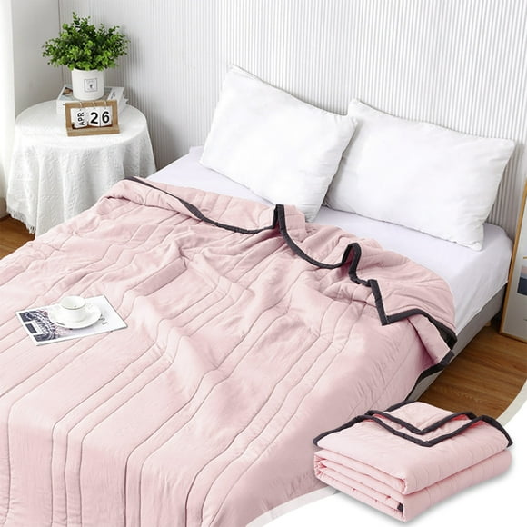 Queen Size Pink Cooling Comforter, Cotton/Silk, Lightweight, Breathable, Smooth
