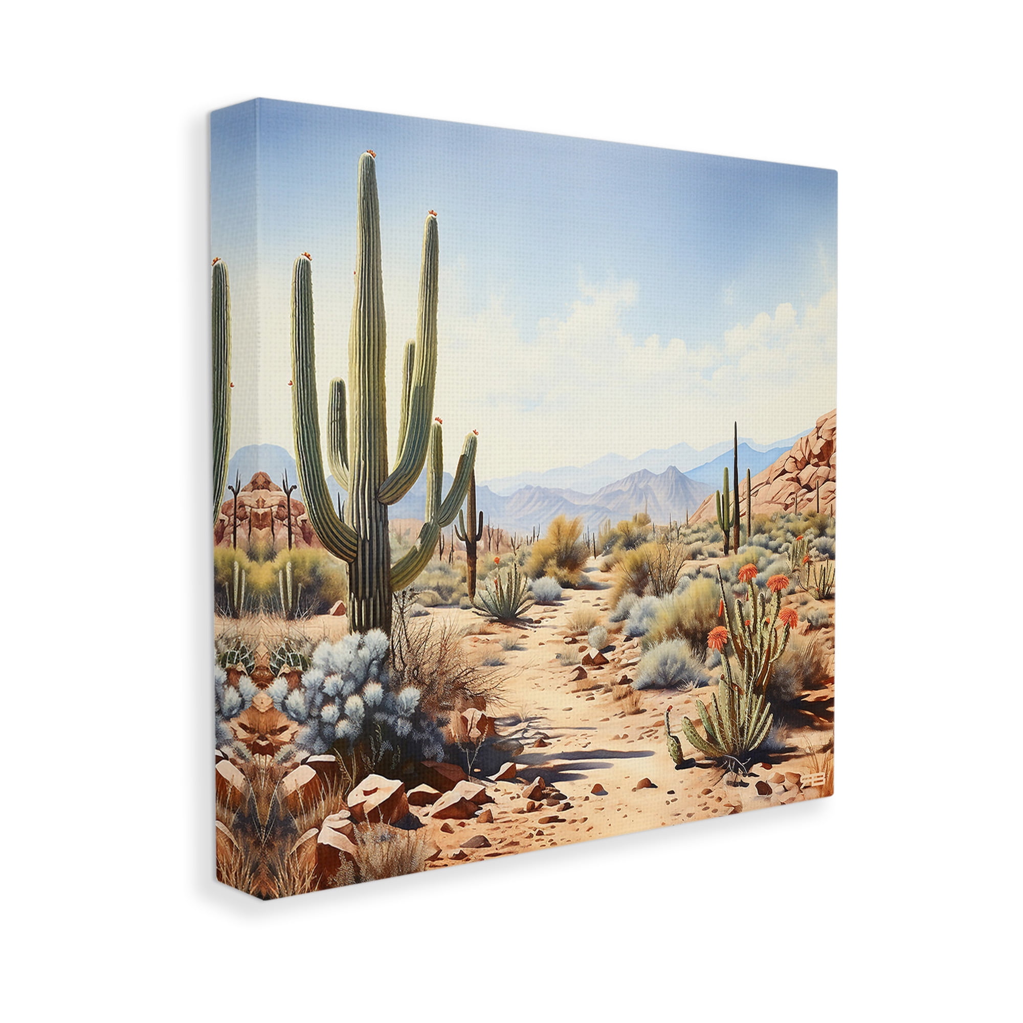 Stupell Industries Desert Cactus Path Landscape Painting Gallery Wrapped Canvas Art Print Wall Art, 24 x 24