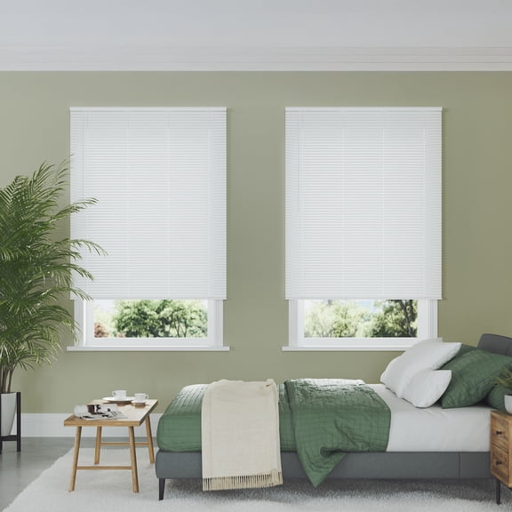 Lumino Vinyl Cordless Room Darkening Mini Blinds, White, 34"W x 60"L