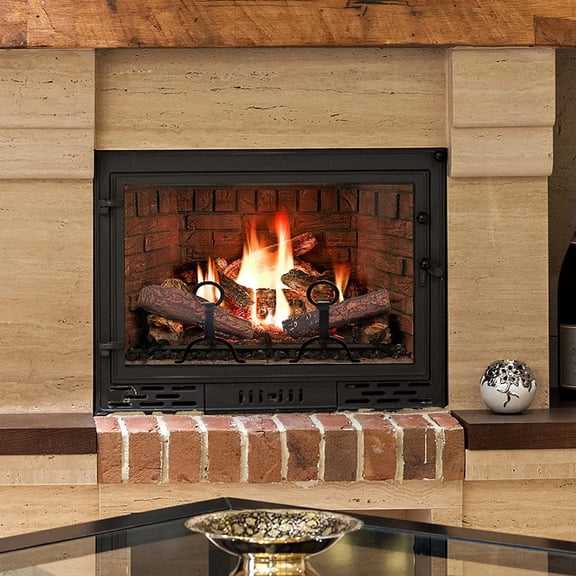 Fireplace 4 Piece Set of Ceramic Wood Logs for All Types of Ventless, Gel, Ethanol, Electric, Gas Inserts, Propane, Indoor or Outdoor Fireplaces & Fire Pits