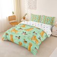 thumbnail image 2 of Homewish Funny Golden Retriever Duvet Cover Queen,Mallard Duck Queen Bedding,Green Yellow,Polkadot Reversible,3 Pieces,1 Duvet Cover and 2 Pillowcases, 2 of 6