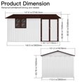 thumbnail image 3 of 10x12 FT Outdoor Storage Shed, Metal Garden Tool Shed with Vents, Window and Bulit-in Hooks, Waterproof  Organization for Home/Backyard/Garden Tools/Lawn Storage, White, 3 of 7