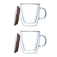 thumbnail image 1 of Tasse à Café Doublement Isolée en Verre Borosilicate avec Couvercles 2 Pcs, 1 of 12