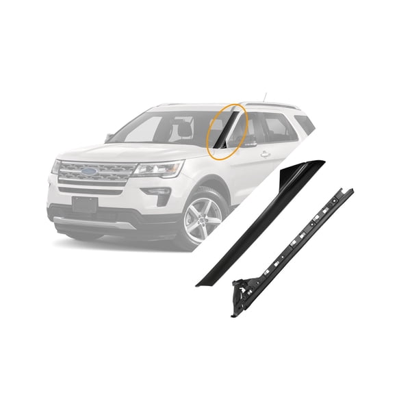 Windshield Trim Molding A-Pillar Set, Compatible with 2011-2019 Ford Explorer, Front Outer & Inner Left Driver, BB5Z7803145AA BB5