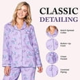 thumbnail image 4 of Casual Nights Women's Cotton Flannel Pajama Set, Long Sleeve Button-Front Floral Top and Elastic Waist Pants, Purple Violet Small, 4 of 7