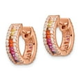 thumbnail image 2 of FB Jewels Sterling Silver Rose 14k Flash-plated Colorful CZ Small Hoop Earrings, 2 of 3