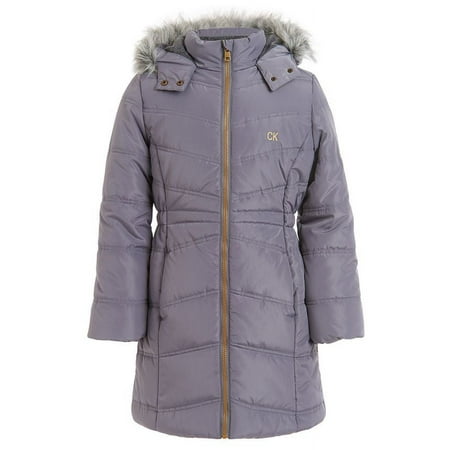Calvin Klein Girls DARK GREY Aerial Hooded Jacket, 2T Toddler