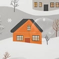 thumbnail image 4 of Yayeee Shower Curtain with Hooks 72"x72" Waterproof Fabric Bathroom Hanging Decor, Orange Snow Houses, 4 of 5