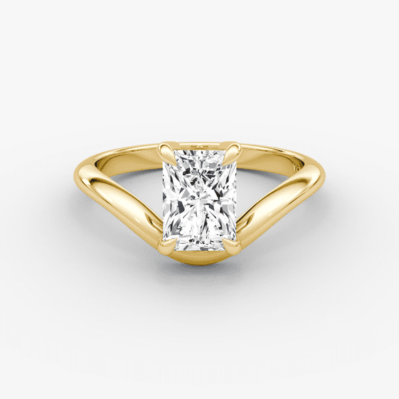 2.0 CTW Radiant Cut Lab Grown Diamond Engagement Ring 14k Solid Gold Curved Band Solitaire Ring