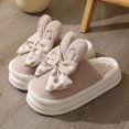 thumbnail image 3 of Zapatillas de algodón con lazo para otoño e invierno, zapatos de algodón informales peludos para interiores cálidos para mujer, Zapatillas de felpa de pvc para el hogar, 3 of 5