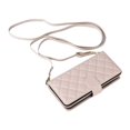 thumbnail image 3 of Quilted Wallet Phone Case with Strap & Stand for iPhone 16 Plus Zippered Card Holder White, 3 of 6
