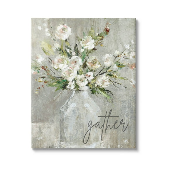 Stupell Industries Gather White Floral Bouquet Graphic Art Gallery Wrapped Canvas Print Wall Art, Design by Carol Robinson