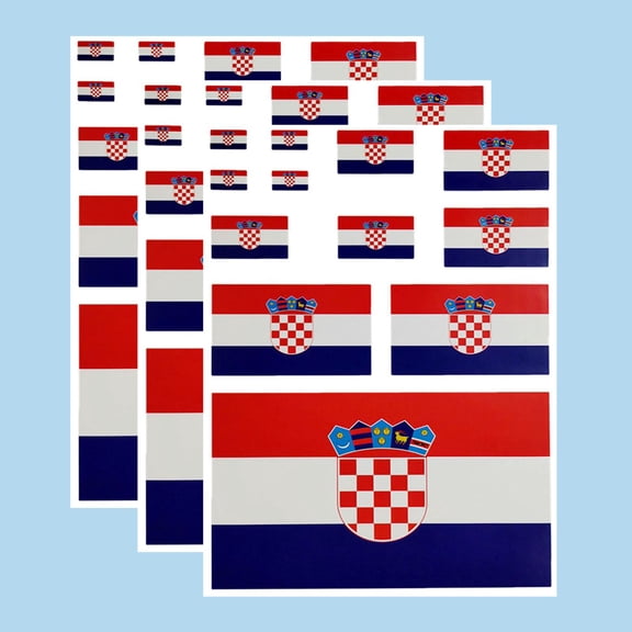 Ruoming Ruoming 3 PCS National Flag Stickers, Multiple Sizes, Self-Adhesive Decals for Cars, Phones, Bags(Croatia)