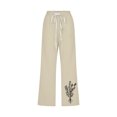 thumbnail image 4 of VEKDONE Womens Cotton Linen Capris Pants Khaki XXXL, 4 of 4