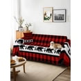 thumbnail image 3 of Red Black Plaid Sofa Covers for 2-3 Cushion Couch L-Shaped Sectional, Country Vintage Bear Buffalo Gingham Washable Sofa Covers Slipcover for Living Room Furniture, Couch Cover Blanket 71"x134", 3 of 9