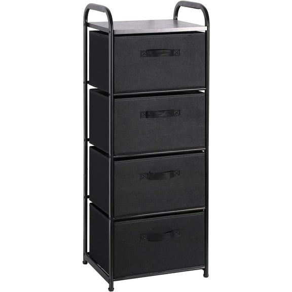 Dresser Tower with 3 Drawers for Bedroom, Fabric Storage Organizer Unit, Chest of Drawers with with WoodTop, Small Vertical Storage for Guest Room, Closet, Entryway, Nursery(Beige)