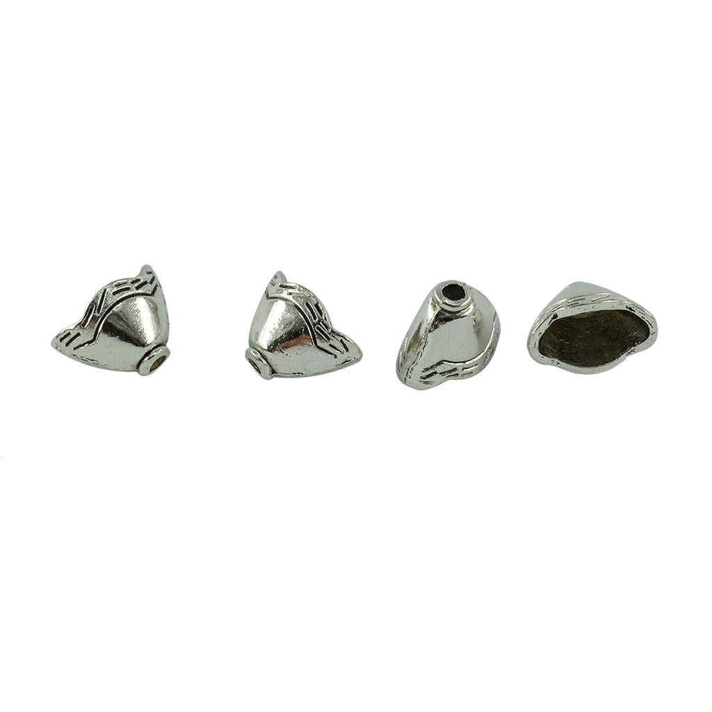 Milageto 2x100 Pieces Beads Cap Tassel End Cap Jewelry Making Findings Antique , Antique Silver, 4 Pcs