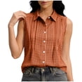 thumbnail image 2 of Axiiglly Tank Tops for Women Cotton Linen Plaid Button Down Fashion Dressy Tanks Summer Sleeveless Shirts, S-2XL, 2 of 7