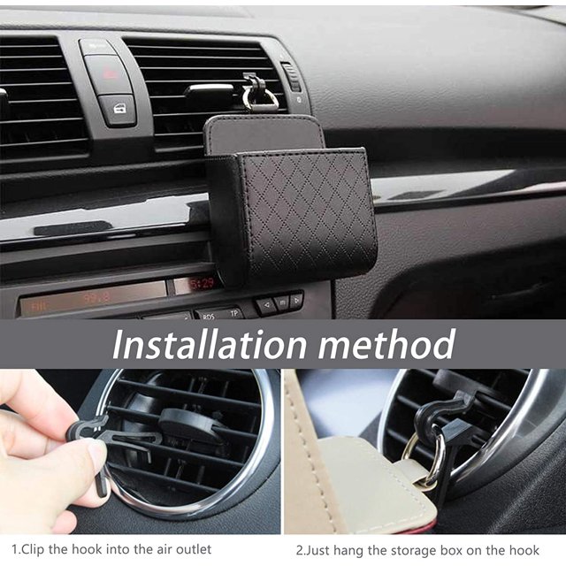Caja de almacenamiento para coche de 2 piezas, organizador de coche con bolsillo de salida de ventilación para llaves, monedas, bolígrafos, gafas, depósito en efectivo, negro y beige LingWen 8390615264679