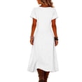 thumbnail image 6 of CIENVNSTG Dresses for Women Summer Short Sleeve V Neck Maxi Dress Plus Size Loose Casual Flowy Swing A Line Beach Sundress White 3XL, 6 of 6