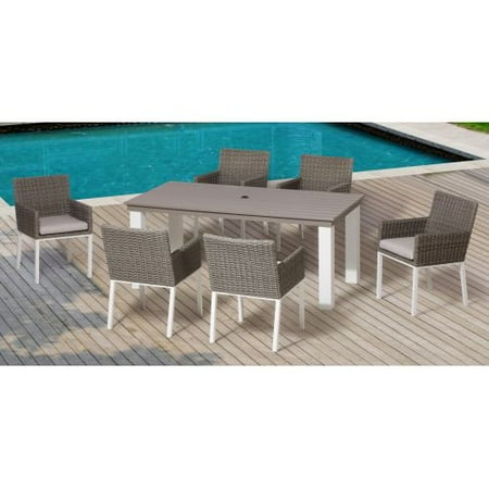 Miseno MPF700DS Macau Outdoor Dining Set with Aluminum Frame, Half Round Wicker