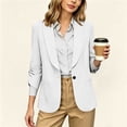 thumbnail image 2 of Busydd Classic Blazers for Women with Flap Pockets Formal Business Solid Color Suit Jacket Casual Work 3/4 Length Sleeve Suits Blazer M, 2 of 10