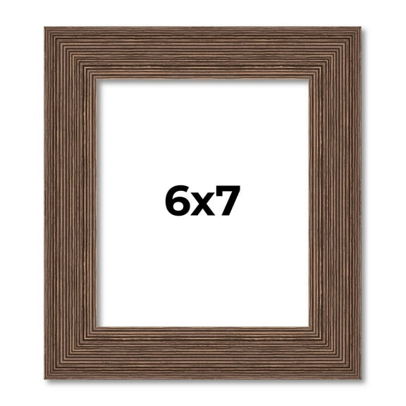 6x7 Frame Brown Distressed Barnwood Picture Frame,  Complete Rustic Farmhouse Photo Frame Includes