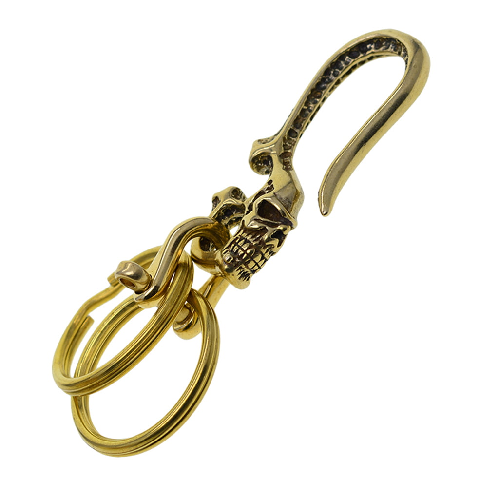 Brass Dragon Head Keychains Pants Clip Hook Keyrings Key Holder For Men Women 