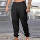 thumbnail image 1 of Pantalones largos para hombre, informales, a la moda, con bolsillos laterales, cintura elástica, color liso, de poliéster, 1 of 6