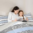 thumbnail image 4 of Homewish Geometric Stripes Twin Comforter Sets for Girls, Blue Gray White Bedding Set, Gray Reversible, 2 Pieces 1 Comforter and 1 Pillowcase, 4 of 6