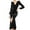 Black, variant on Sngxgn Women's Fall Long Sleeve Dress Turtleneck Slim Fit Ribbed Knit Slit Midi Dress(GN1,L)