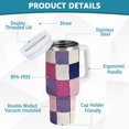 thumbnail image 2 of Yayeee 30oz Stainless Steel Tumbler with Straw and Handle Double-Wall Insulated Travel Water Bottle, Pink and Purple Plaid Pattern, 2 of 8