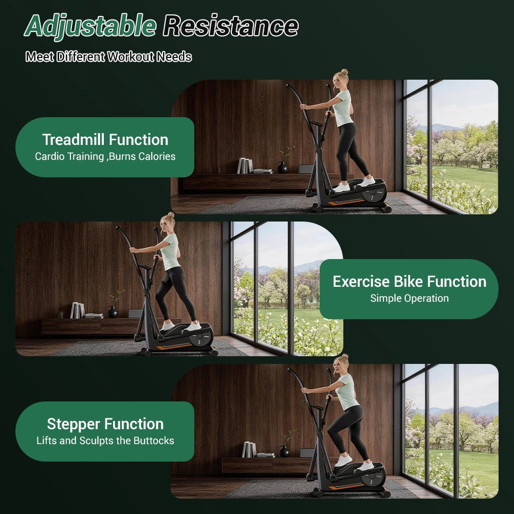 SONITU Magnetic Elliptical Machine for Home, 8 Resistance Levels, 12" Stride, LCD Display, 330 lb Capacity