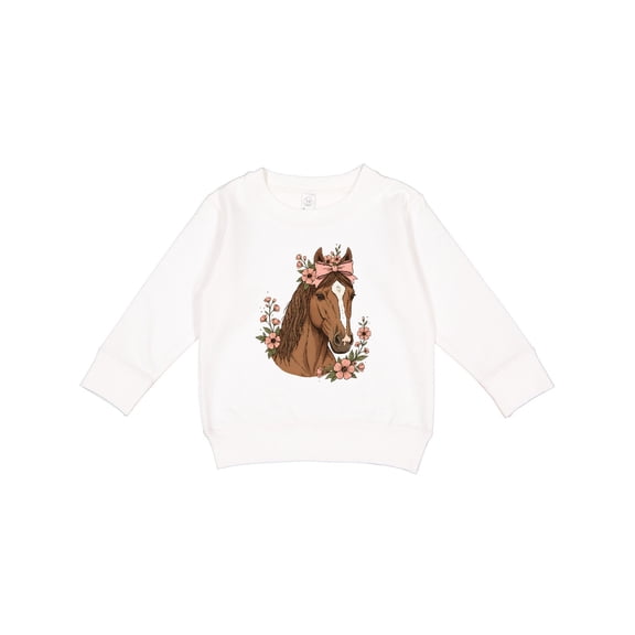 Inktastic Horse Girl Flowered Cute Toddler Sweatshirt