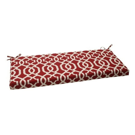 45" Moroccan Mosaic Red Outdoor Patio Furniture Bench Seat Cushion with Ties