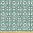 thumbnail image 2 of Abstract Fabric by the Yard, Repeating Retro Intertwined Ornaments Art Illustration in Pastel Colors, Decorative Upholstery Fabric for Sofas and Home Accents, White Dark Sea Green by Ambesonne, 2 of 5