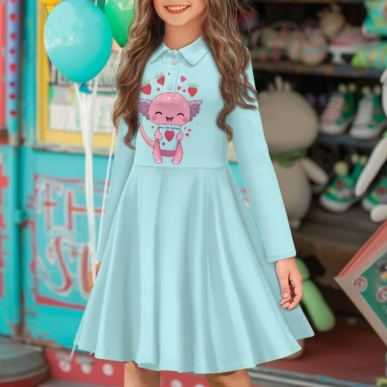 knee length dresses for ladies White/Pink [Bell Strawberry Farm] Print Long Sleeves Triple-Layered R   LolitaInside