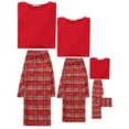 thumbnail image 3 of INSPIRE CHIC Christmas Loungewear Long Sleeve Solid Tops Tee with Plaid Pants Family Pajama Sets Boys & Girls XS Red, 3 of 4