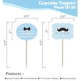 thumbnail image 2 of Inkdotpot Little Man Gender Reveal Baby Shower Party Collection, Pre-Assembled Double Sided Cupcake Topper Food Picks DIY Party Favors Kit, Pack of 30 -a, 2 of 6